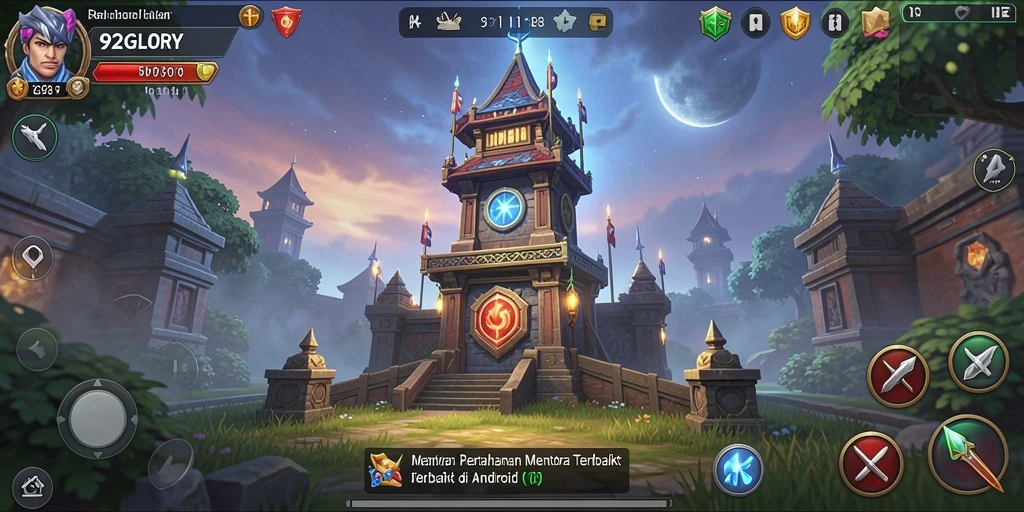Gameplay seru dalam Tower Defense 92GLORY yang menantang.