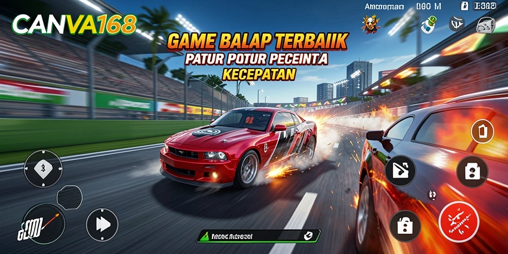 Tampilan gameplay balapan seru di CANVA168.