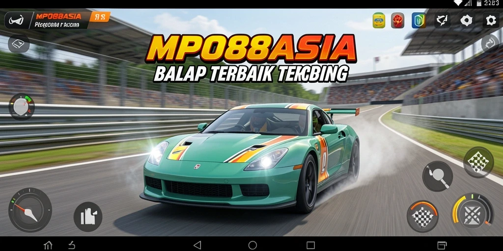 Screenshot utama MPO88ASIA menampilkan aksi balap yang mendebarkan.