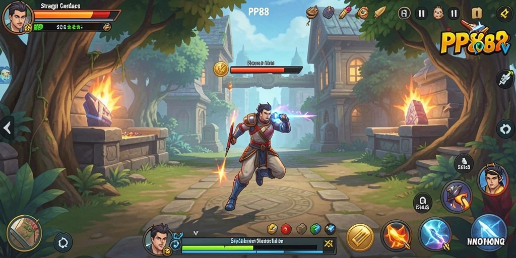 Screenshot gameplay PP88 menunjukkan pertempuran strategis yang mendebarkan.
