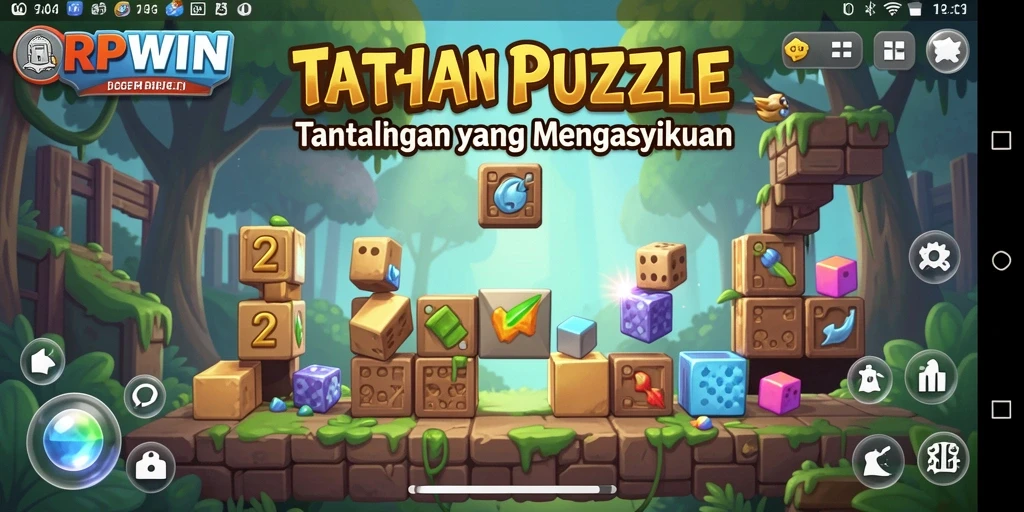 Tampilan gameplay RPWIN yang menampilkan berbagai tantangan puzzle.