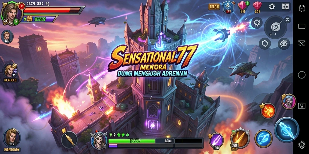 Tampilan gameplay aksi menara yang mendebarkan di SENSATIONAL77.