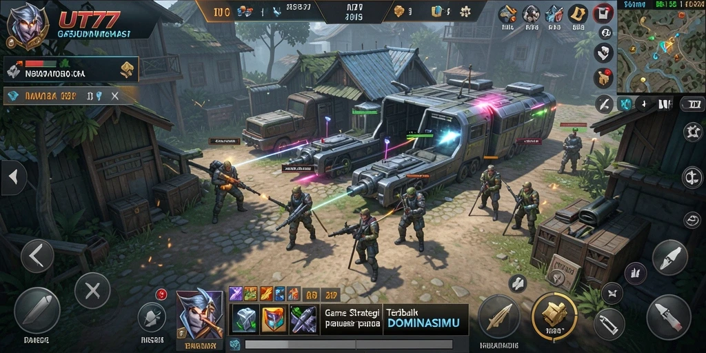 Tampilan gameplay mendebarkan dalam UT77 dengan berbagai strategi SLG.